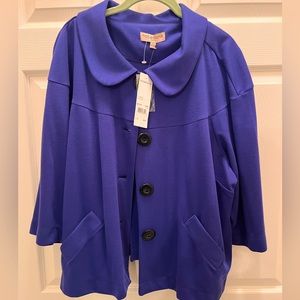 Notations jacket 3X royal blue cropped Peter Pan collar